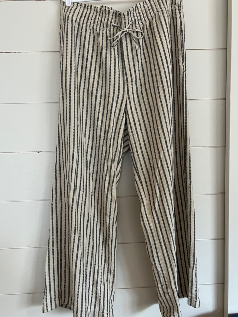 American Eagle Outfitters Cream and Black Striped Wide Leg Pants